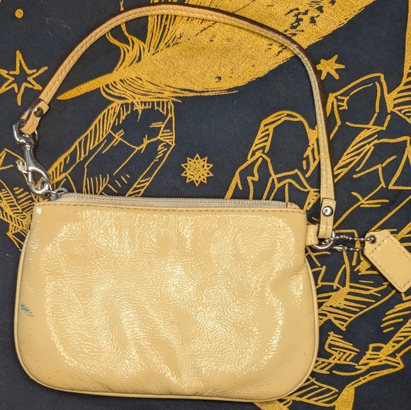 Coach Factory Cream Patent Leather Wristlet - Picture 2 of 3